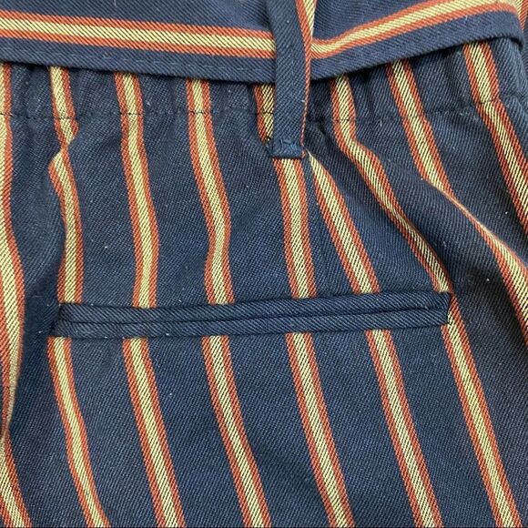 Zara Striped Navy Paper Bag Trousers with Belt XS - Picture 15 of 15